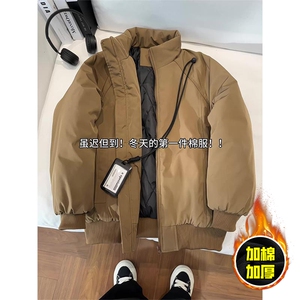 现货美式高街休闲棉衣夹克三防立领纯色户外工装加厚棉服外套图片