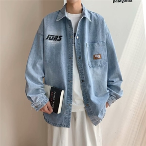 水洗牛仔长袖衬衫春秋季夹克翻领休闲牛仔外套网图W0108-P54,男牛仔衬衫穿搭技巧图片