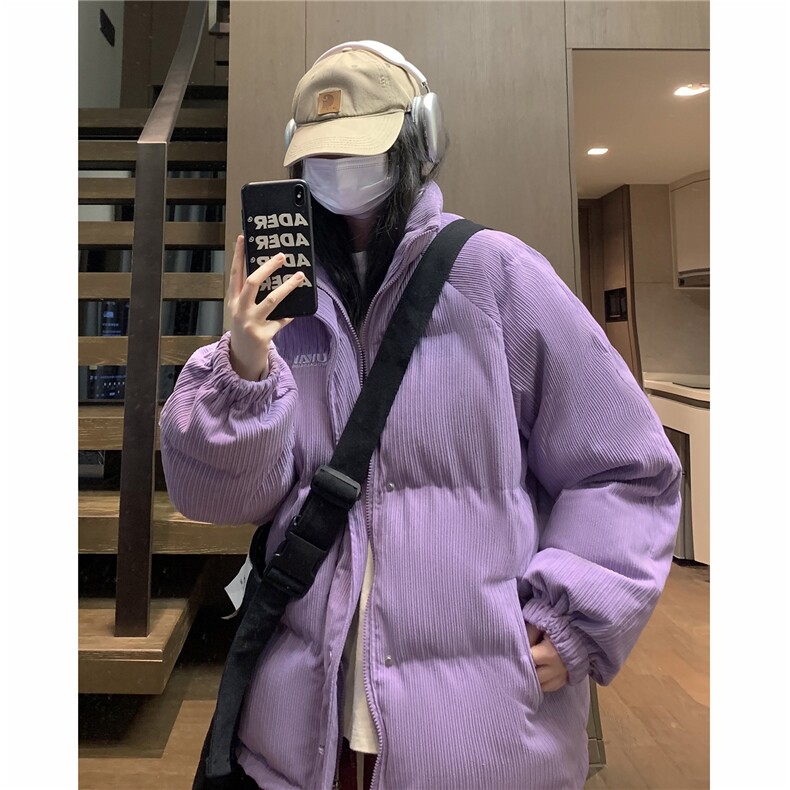 EQ355灯芯绒字母条棉衣外套男女学生冬季加厚面包服2024新款棉服,男装棉衣,电商C306-1