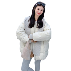 新款有货米色50绒羽绒服配围巾5313P295K448，女装羽绒服，2C176