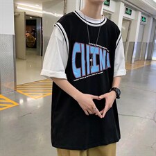 男圆领T恤假两件宽松短袖T217P28，男装T恤，星座1116-2