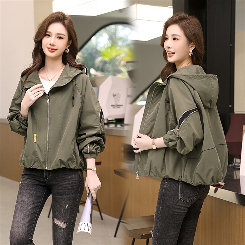 春季新款女装短外套时尚百搭宽松显瘦拉链外套，女装短外套，梦芯尔
