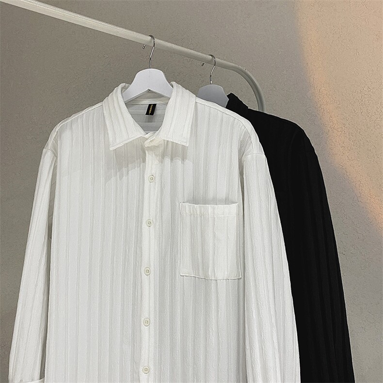 日系简约新款竖条中性宽松衬衫潮流痞帅上衣A316-1-Y122P48控78,男装衬衫,星座906（原电商a316-1）
