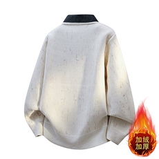 W25272-P60秋冬款翻领针织毛衣男潮牌加绒加厚卫衣外套时尚打底衫，男装T恤，电商D310B