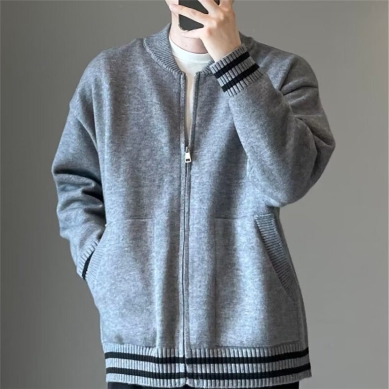 棒球领轻熟风宽松百搭拉链潮牌长袖毛衣男撞色韩系MYM152,男装针织衫/毛衣,星座516A