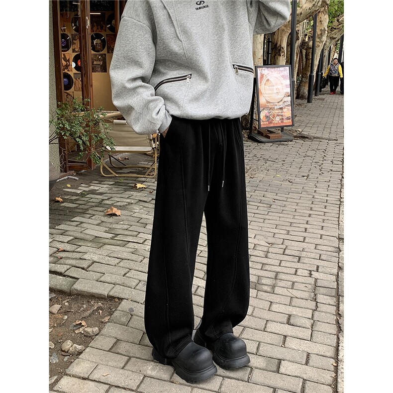 美式解构拼接弯刀休闲裤秋冬季潮牌宽松时尚直筒运动卫裤,男装休闲裤,星座410-7