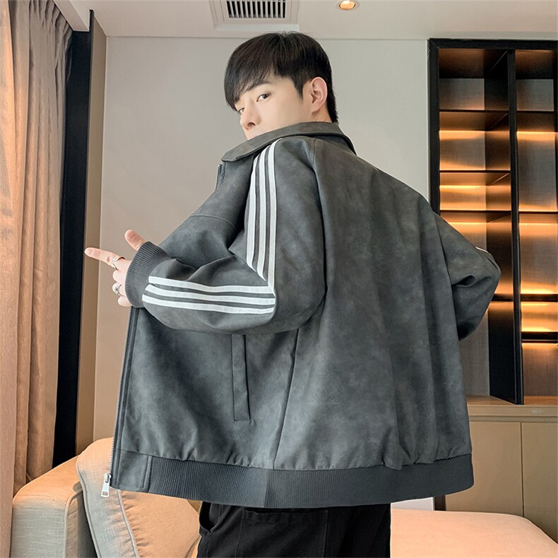 翻领晕染水洗皮衣夹克高级感工装外套JK06625-P80,男装皮衣,星座308B-2
