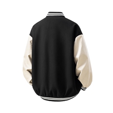 美式珍珠PU皮袖设计大码M-5XL毛呢棒球服夹克PU皮78084P69控108，男装夹克，星座227-7