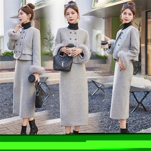 【bao款现货】2024新款冬装羽绒服显瘦小香套装白鸭绒真狐狸毛图片