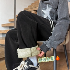 217-2-NK557-P45冬季新款羊羔绒加绒加厚直筒休闲裤男大码卫裤，男装休闲裤，星座217-2
