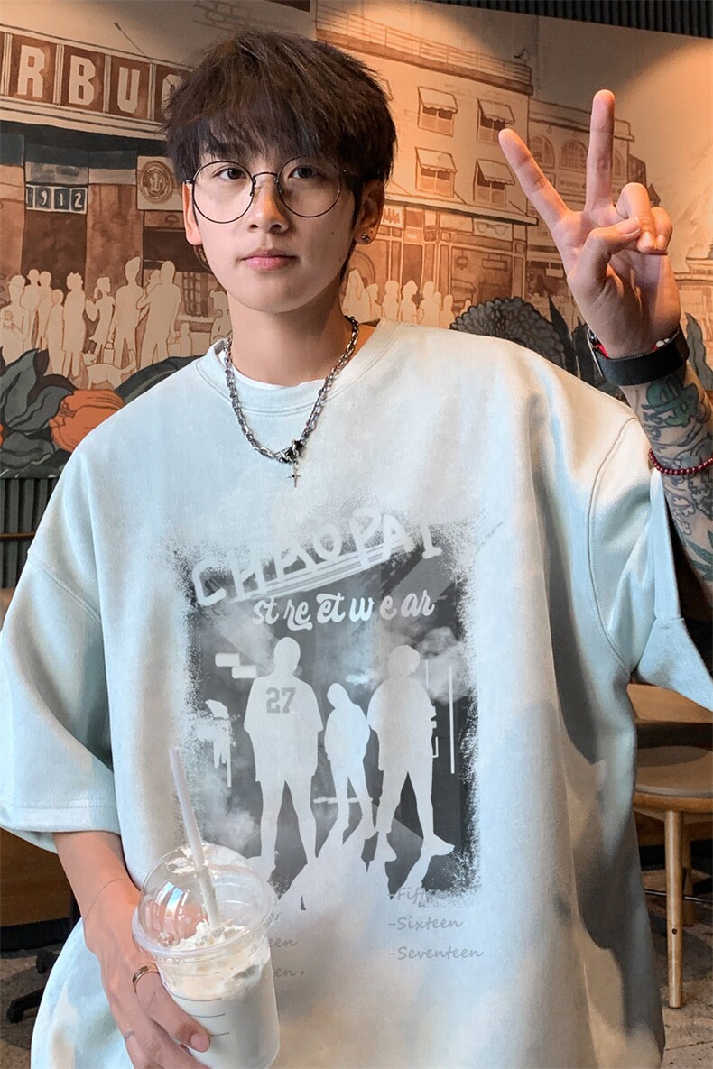 ！版权！2025夏季新款男士麂皮绒短袖T恤情侣半袖TL2455特P19,男装T恤,电商B220