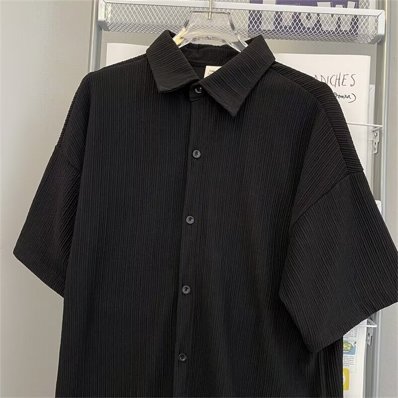男士冰丝条纹衬衫短袖春季2024新款L5003P40,男装衬衫,星座1116-2