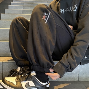 加绒加厚休闲运动卫裤男美式针织束脚裤715-6-BX11P55（控78）图片