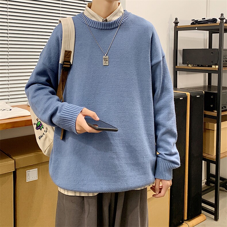 主推现货毛衣男圆领纯色休闲量大有差价A161-2-M001-P35，男装针织衫/毛衣，电商A161-2
