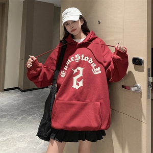 EQ183 美式复古潮牌印花卫衣春季连帽套头外套 女装类目P58图片