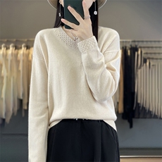 时尚潮流2024年秋冬季常规款通勤套头LTR202327V领钩花套头羊毛衫，女装羊毛衫，丽特绒