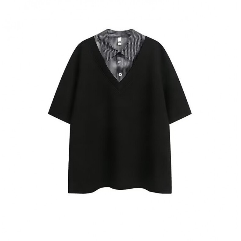 【XZ1112-1】男短袖杉翻领假两件POLO杉T恤五分袖P37YW71，男装T恤，星座1112-1