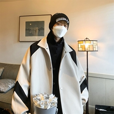 男装夹克2026秋冬季新款拼色毛呢大衣男生外套XZ514-2-F512-P115，男装夹克，星座514-2(原B239)