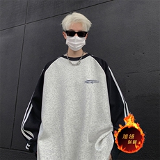 抖音得物供货提供视频秋冬重磅美式宽松织带圆领卫衣0763，男装卫衣，电商A486