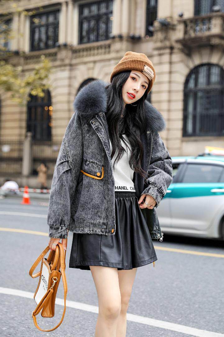 狐狸毛领牛仔外套！MLXL！现货！！，其它，欧雅斯丹·尔