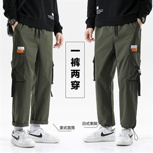 2021秋冬新款日系宽松九分裤男百搭运动休闲裤子 A438图片