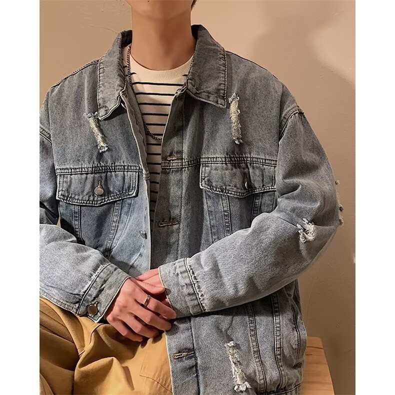 春季宽松破洞牛仔外套男生韩版工装夹克百搭港风ins衣服J2912-p65,男装工装外套,星座1008-1