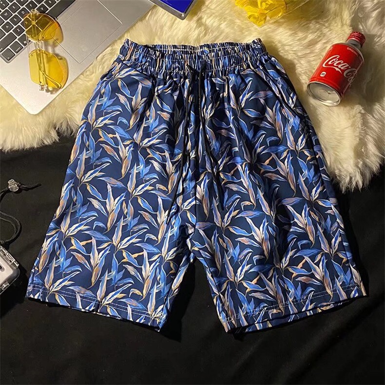 复古印花翻领丝简约文艺短袖衬衣清凉宽松短裤套装TZK07P50,男装休闲套装,星座1116-2