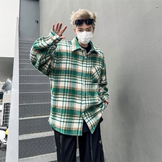 格子衬衫男长袖潮牌痞帅上衣ins港风日系衬衣潮流外套C2666-p40，男装衬衫，星座1008-2