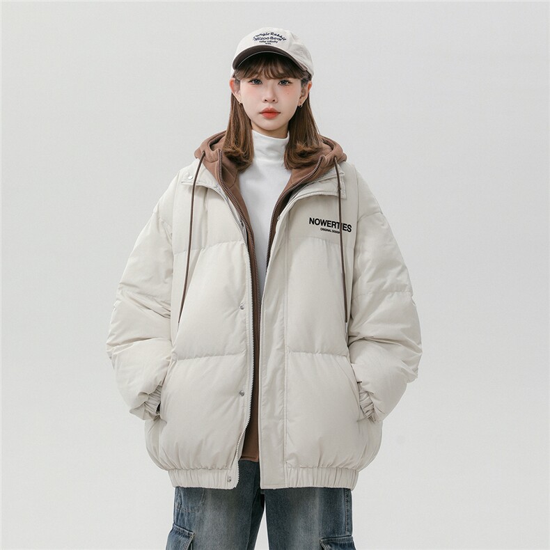 中性风休闲连帽字母印花宽松假两件棉服A268-MY475特批115控168,男装棉衣,电商A268