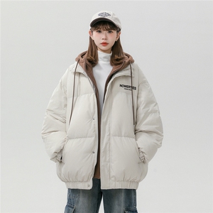 中性风休闲连帽字母印花宽松假两件棉服A268-MY475特批115控168