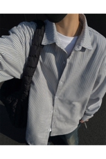 2025春季牛仔条纹长袖衬衫F6601特P45控68，男装衬衫，电商A309