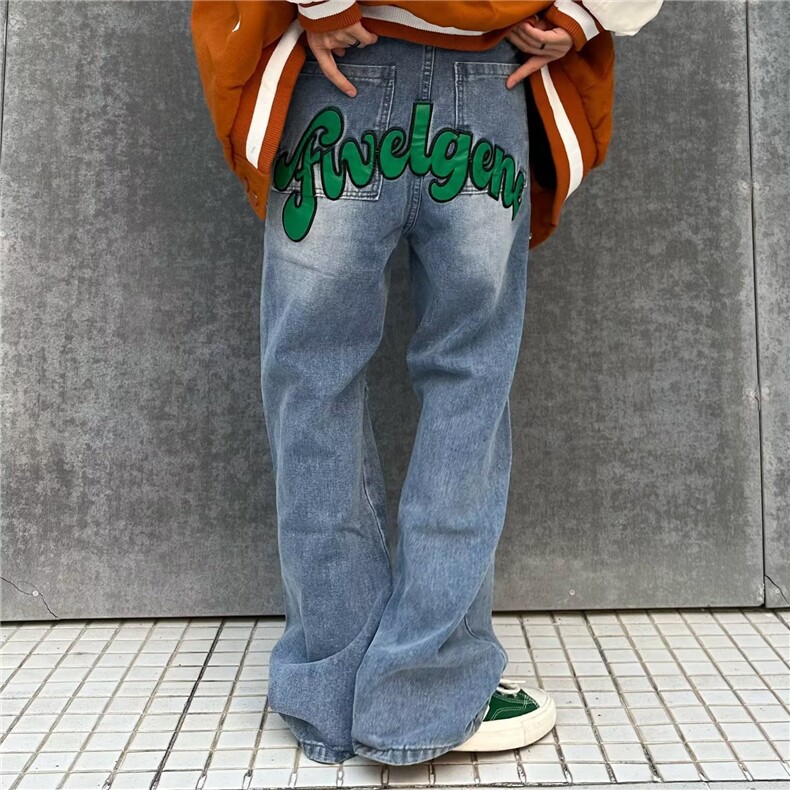 日系新款潮流男青春流行长裤潮原宿百搭ins牛仔裤皮刺绣NC03P58,男装牛仔裤,星座1116-2