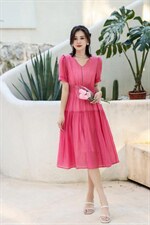 夏季连衣裙，泡泡纱，女装连衣裙，雪飞诗