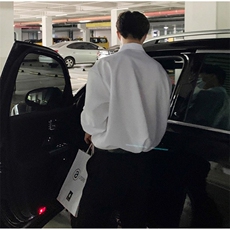 抖音得物二开高品质秋冬中性风冰丝休闲长袖衬衣垂感宽松上衣W88，男装衬衫，电商A486
