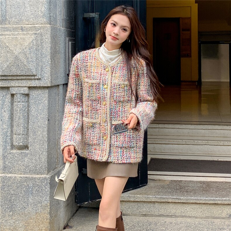 现货小香风重工毛呢短外套显瘦百搭气质款,女装短外套,天使之佳话