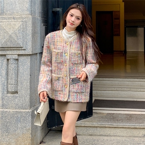 现货 小香风重工毛呢短外套显瘦百搭气质款图片