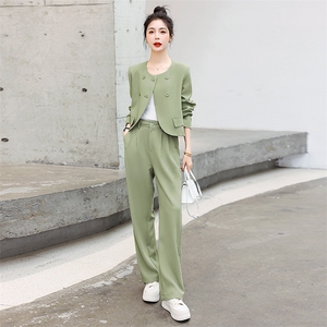 高级感西装女套装2025春秋款时尚搭配一整套阔腿裤职业穿搭两件套图片