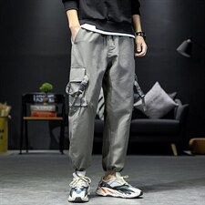 2021春季新日系大码男束脚搭扣装饰工装九分休闲裤K2015-P45，男装休闲裤，电商A001