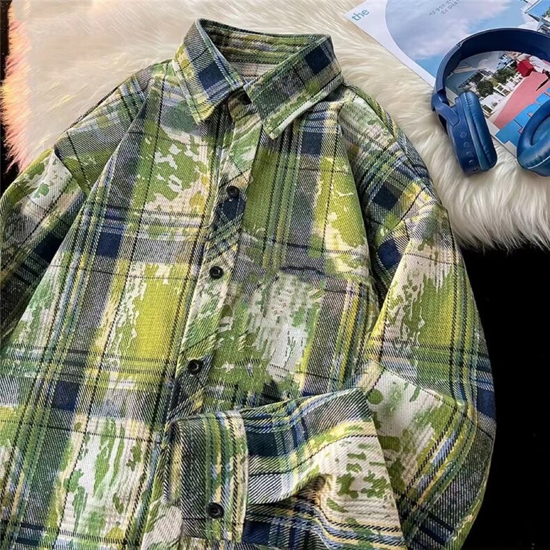 小众设计感格子衬衫女新款秋季宽松设计感衬衣显瘦秋装HH3039P42,男装衬衫,星座1013-5