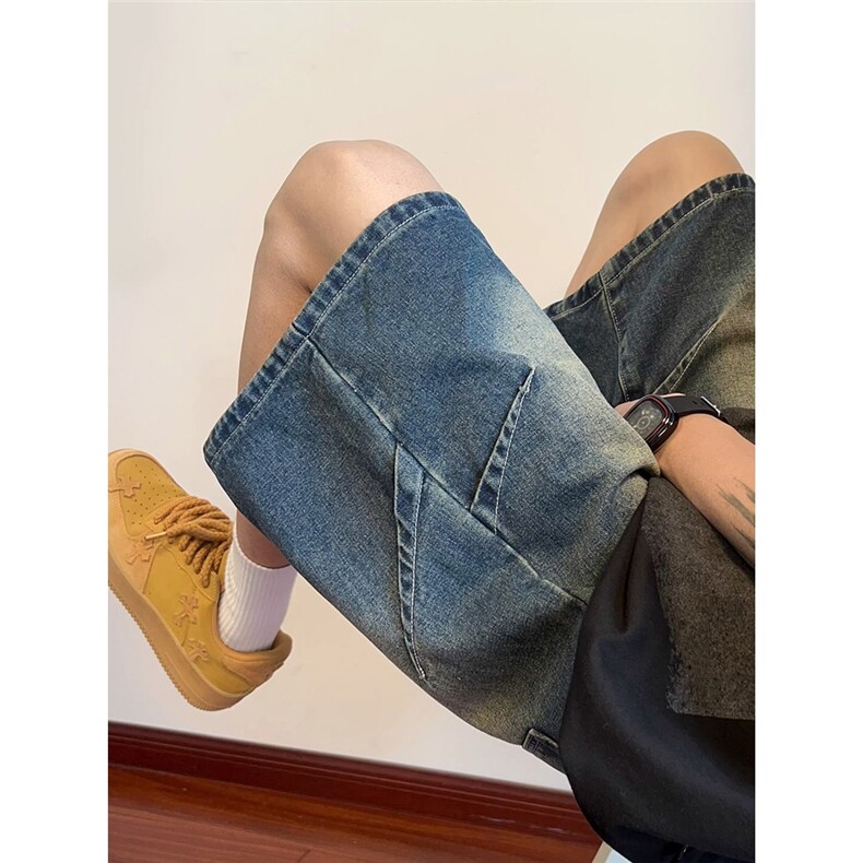 牛仔短裤男士夏季薄款宽松五分美式潮牌休闲水洗中裤XL506，男装牛仔裤，星座208-5