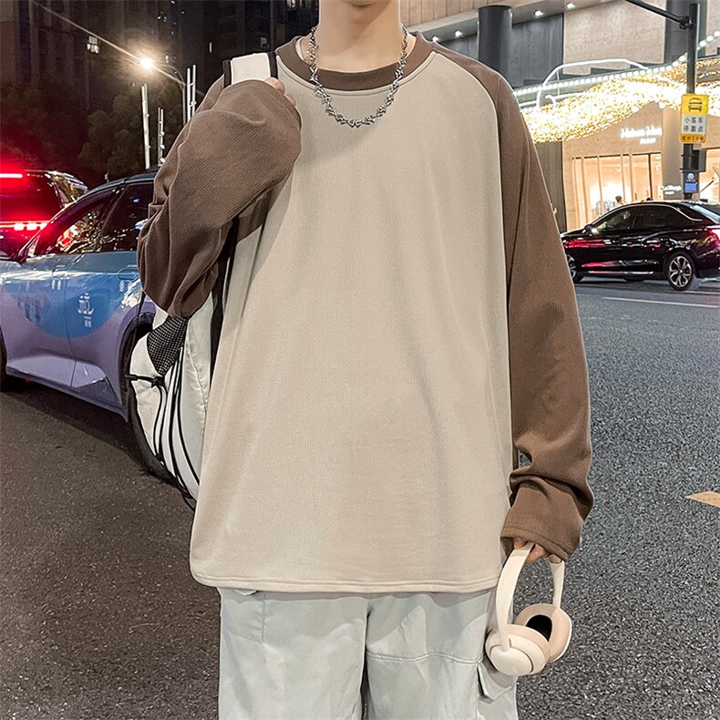 美式圆领卫衣男春秋季潮流宽松撞色插肩长袖外套WY0321-P35,女装短外套,星座308B-2