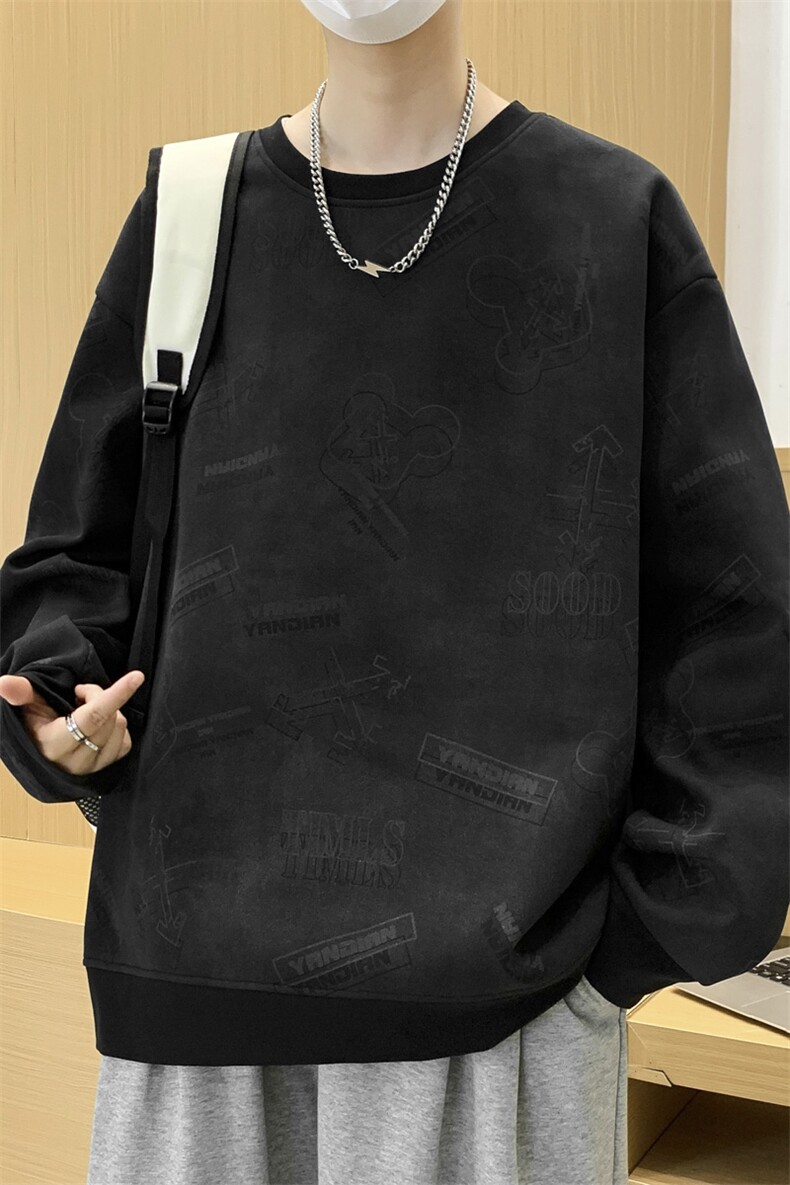 大码秋冬潮流印花卫衣男宽松休闲W9915,男装卫衣,星座1107-1