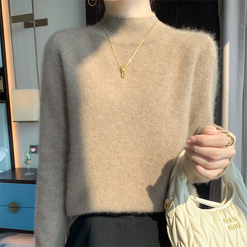 圆领提花100%纯羊毛衫女秋冬提花长袖针织毛衣宽松羊绒衫打底上衣,女装羊毛衫,宋氏羊绒