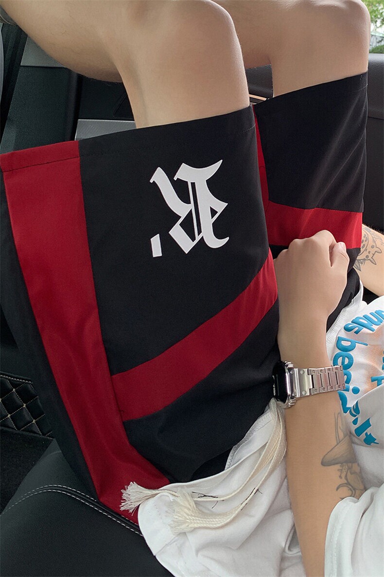 1港风拼色抽绳短裤男大码M-5XL休闲潮流五分裤男DK77035P30控48,男装休闲裤,星座226-2