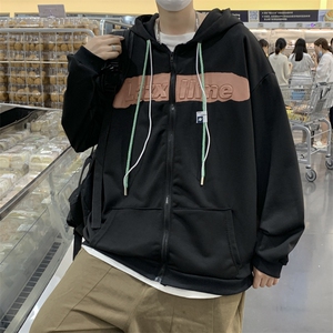 情侣装连帽开衫卫衣外套春秋美式复古oversize休闲上衣 W5804-P36图片