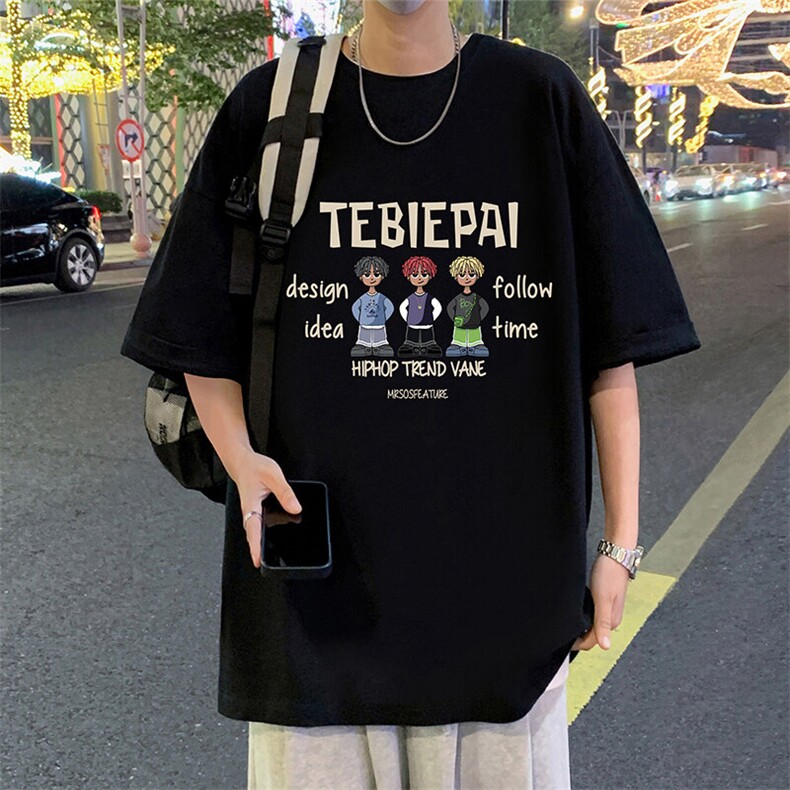 T789大码宽松纯棉运动圆领体恤衫oversize短袖T恤男重磅T图片