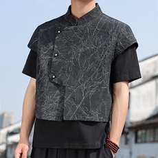 2025夏季新款男装新中式短款盔甲外搭风肌理短袖马甲C88-P65，男装背心/马甲，电商B277(原6028)