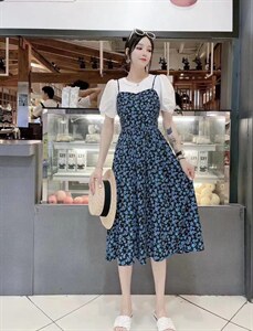 碎花两件套连衣裙,女装连衣裙,艾格依