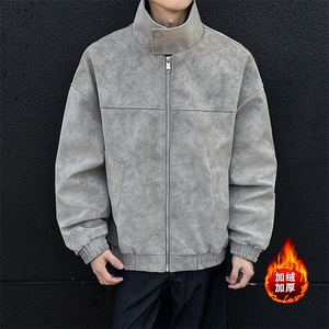 复古加绒扎染皮棉衣保暖高街夹克外套棉服 5D3074-TP65不图片