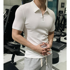 档口图230克高弹运动休闲POLO衫轮廓线紧身健身短袖T恤男P33，男装T恤，电商C306-1
